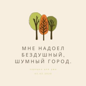 Мне надоел бездушный, шумный город.